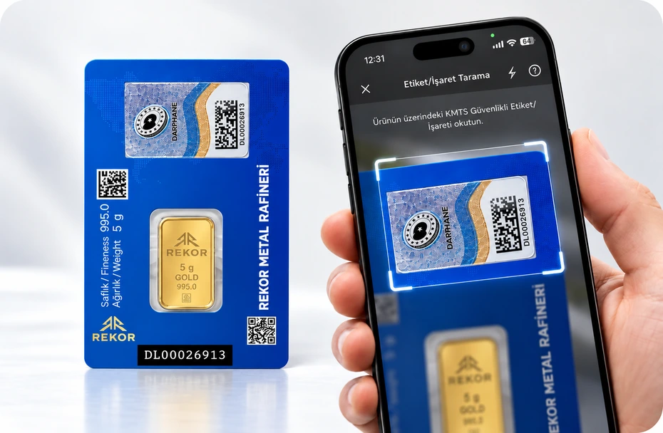 KMTS güvenlikli etiketinin telefonla okutulması